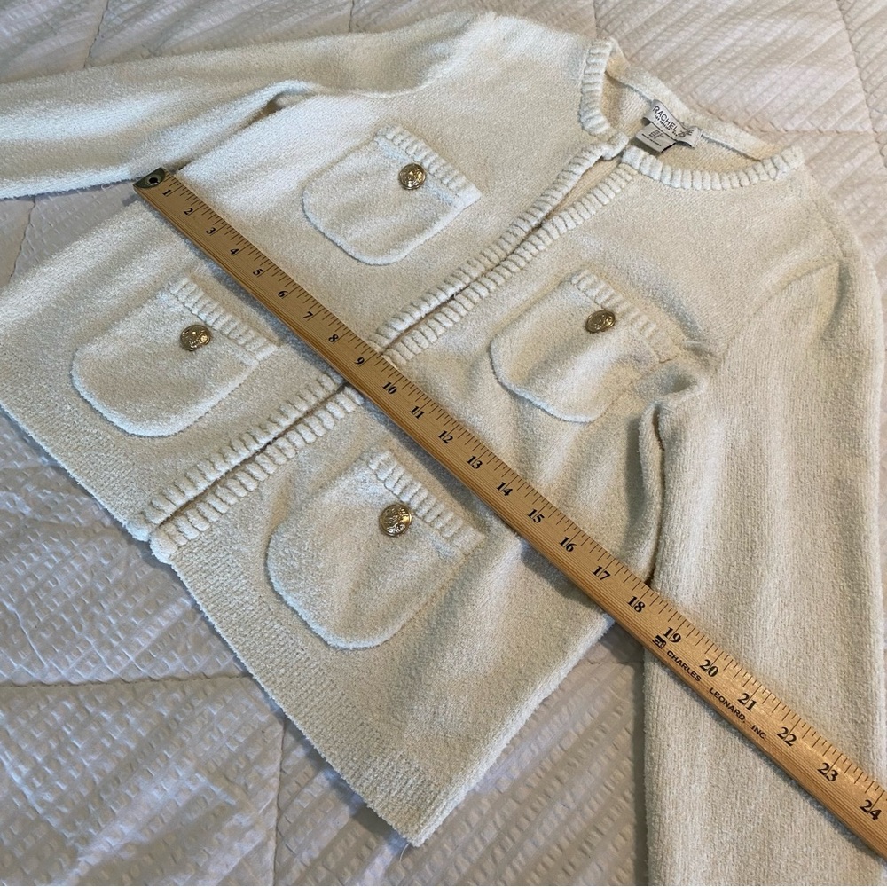 Rachel Zoe Cream Cardigan Sweater Gold Buttons Size: Small - Picture 7 of 12